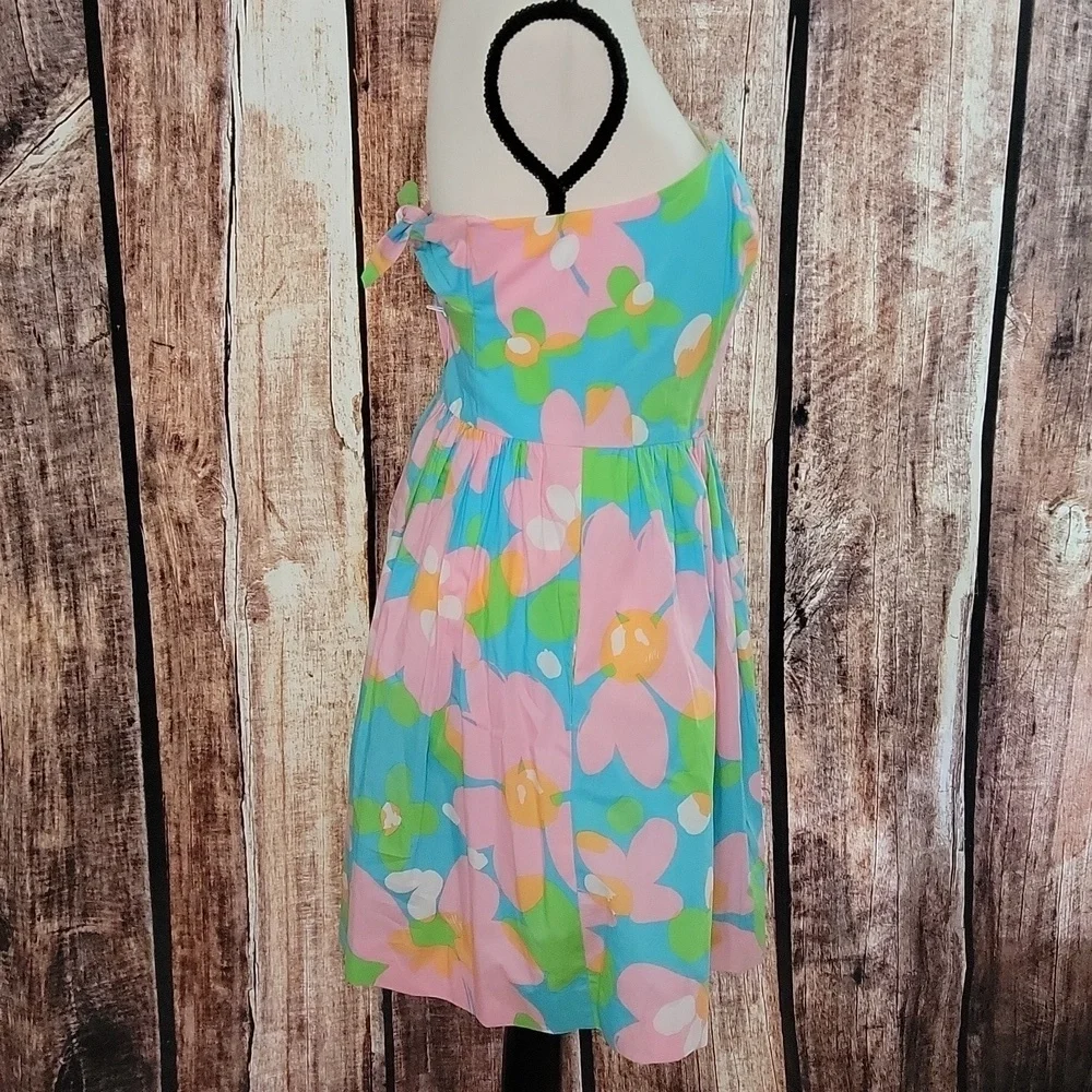 Lilly Pulitzer Size 6 Richelle Shorely Blue Mojo Strapless Tie Back Dress - Picture 5 of 10